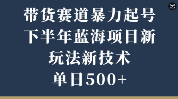 带货赛道暴力起号，下半年蓝海项目，新玩法新技术，单日500+-中创网_分享中创网创业资讯_最新网络项目资源-挖财365-我的时光笔记