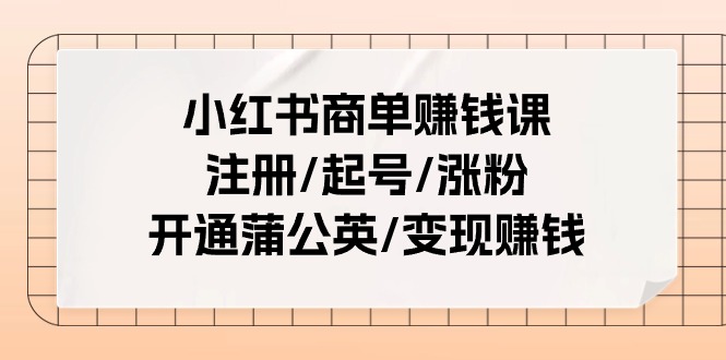 （11130期）小红书商单赚钱课：注册/起号/涨粉/开通蒲公英/变现赚钱（25节课）-挖财365-我的时光笔记