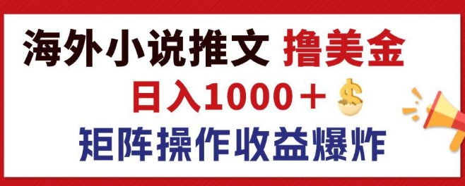 最新海外小说推文撸美金，日入1k+ 蓝海市场，矩阵放大收益爆炸-中创网_分享中创网创业资讯_最新网络项目资源-挖财365-我的时光笔记