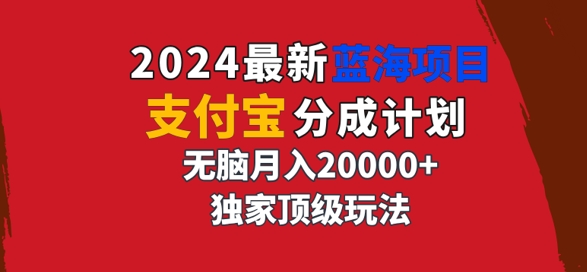 2024最新蓝海项目，支付宝分成计划，独家顶级玩法，无脑自动剪辑，-挖财365-我的时光笔记