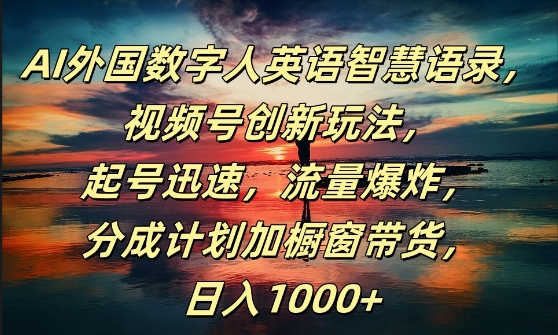 AI外国数字人英语智慧语录，视频号创新玩法，起号迅速，流量爆炸，日入1k+【揭秘】-挖财365-我的时光笔记